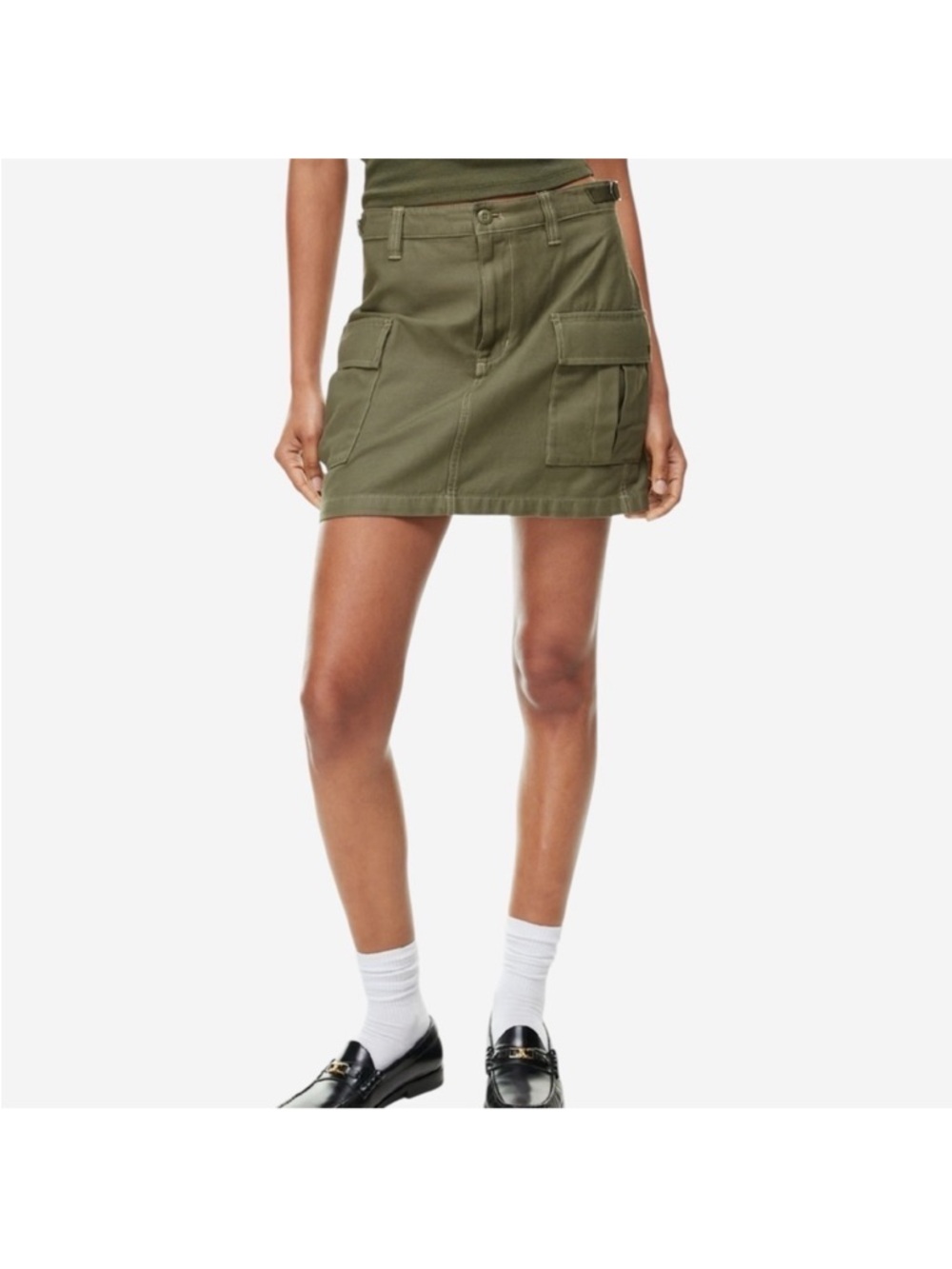 Aritiza Olive Green Cargo Pocket Mini Skirt